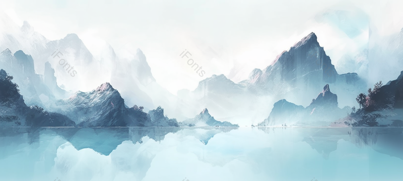 蓝色山水画,简约意境手绘山水,插画/手绘图,插画/手绘图库,插画/手绘图下载,插画/手绘